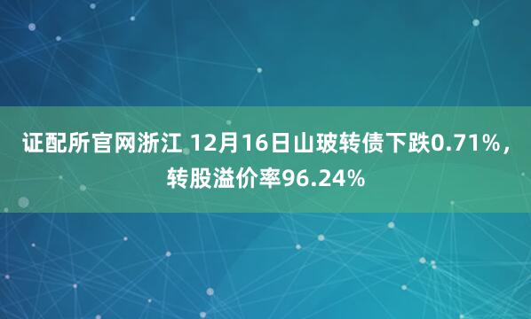 证配所官网浙江 12月16日山玻转债下跌0.71%，转股溢价率96.24%